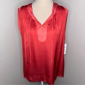 Stitch Fix NWT Juni mixed material sleeveless V-neck top weathered red sz Large